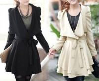 Abrigo en Negro y Beige